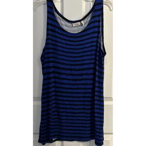 LOGO Layers By Lori‎ Goldstein Tunic Womens L Blue Black Stripe Sleeveless
